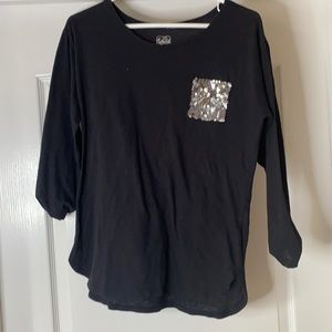Justice Black Long Sleeve with Glitter Pocket